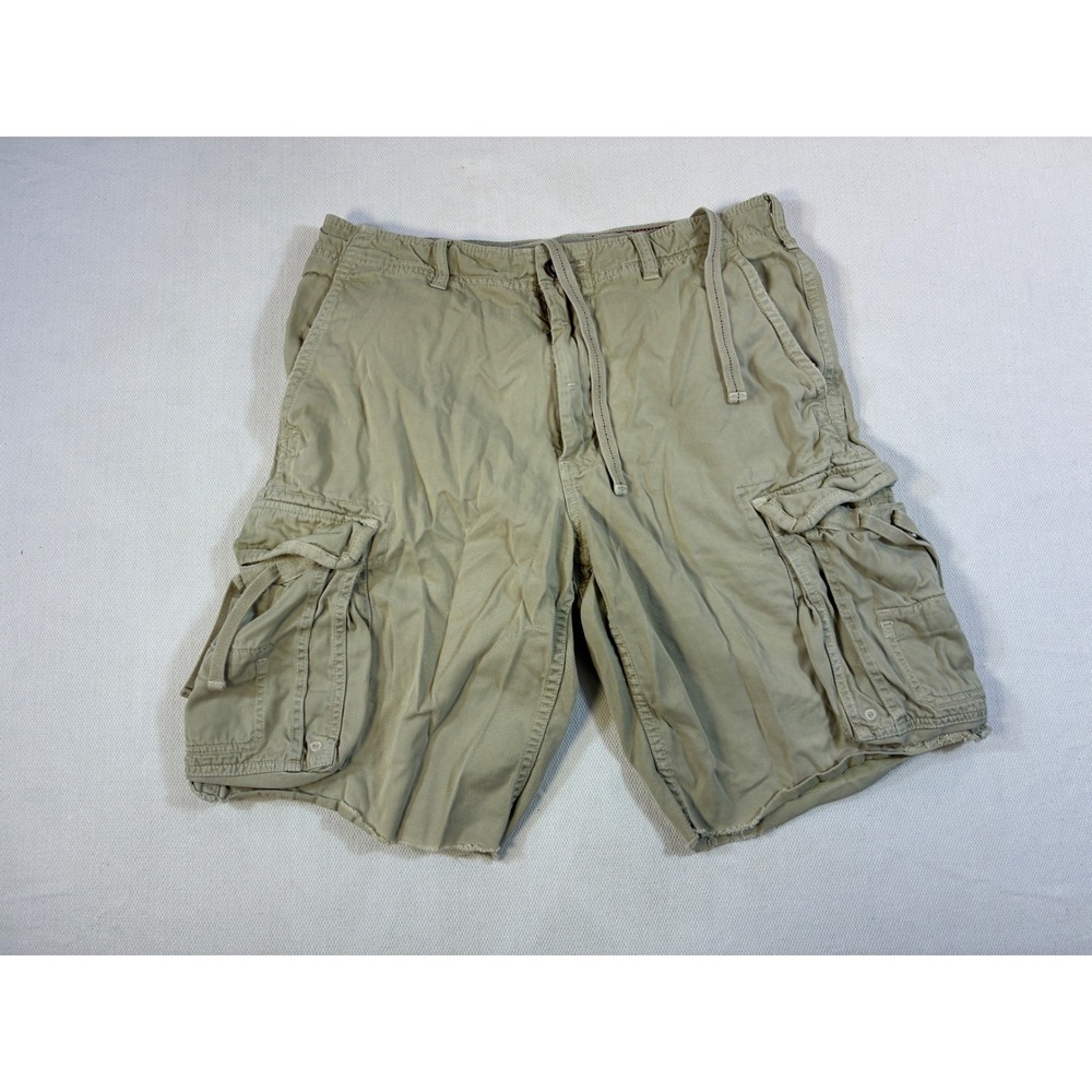 J.Crew Broken-In Cargo Shorts Men's 32 Tan Khaki Cotton Tactical Multi-Pocket